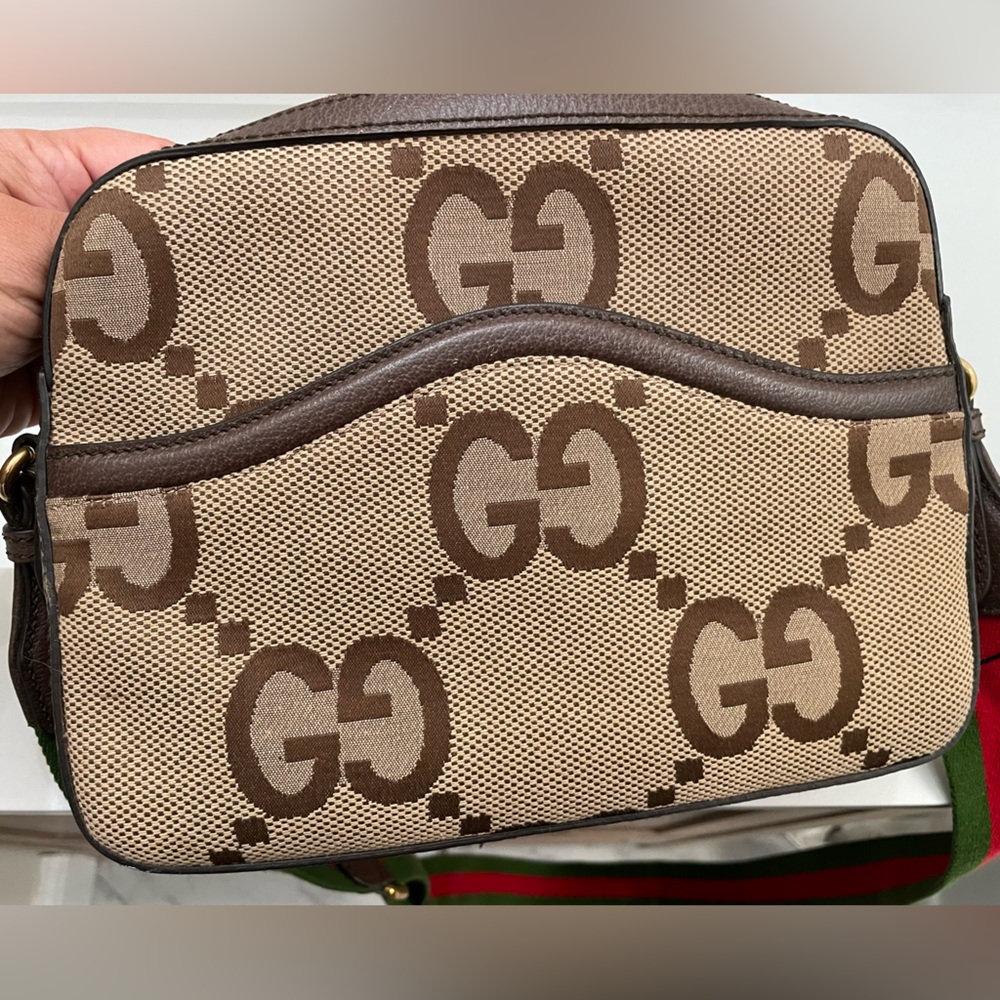 Gucci Jumbo GG Canvas Crossbody Camera Bag